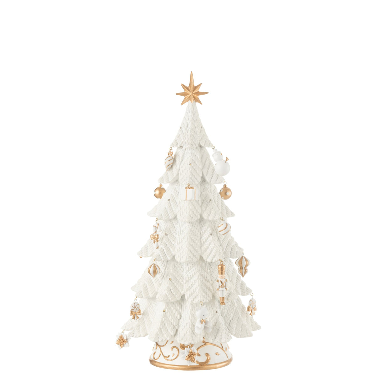 Juletræ LED-pynt Resin Hvid/Guld Lille H51,5cm j-Line