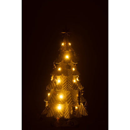 Juletræ LED-pynt Resin Hvid/Guld Lille H51,5cm j-Line