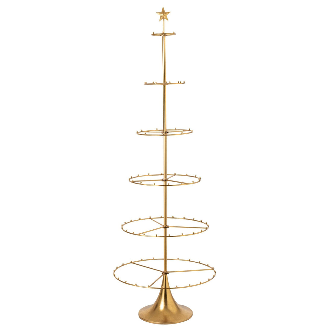 Kerstboom Open Frame Metaal Goud van J-Line, open gouden frame met vijf ringen en ster, 196cm