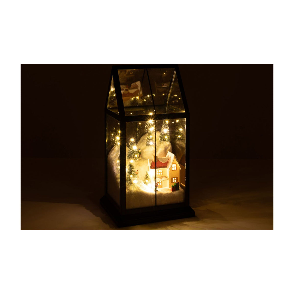 Juleby i glas med LED-lys, multifarvet, lille – J-Line