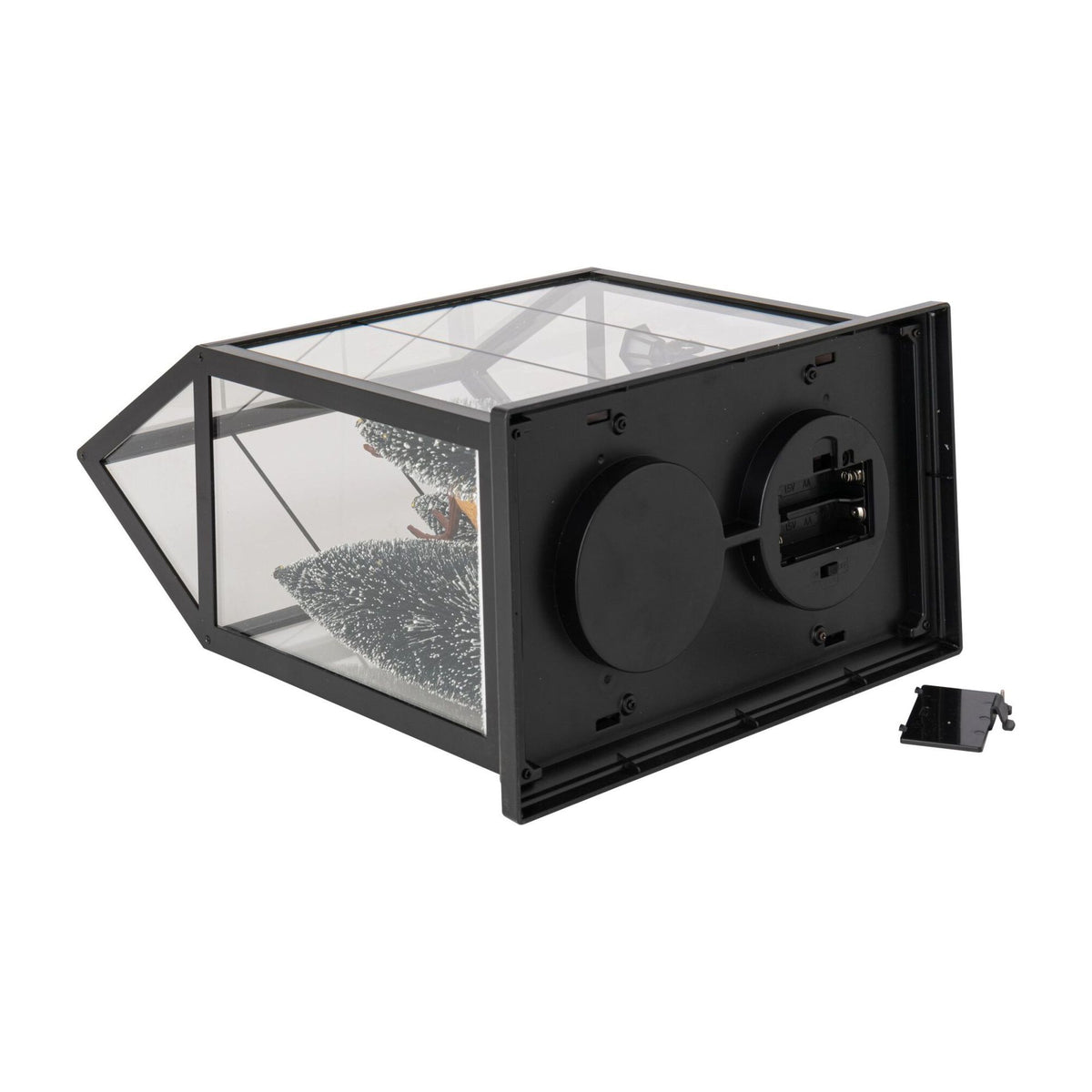 J-Line LED-glas med dyr og flerfarvet julemand, mellemstor