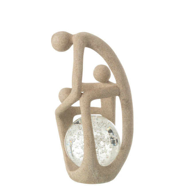 Koppel Bal Resin/Kristal Beige - Beeld - J-Line - livinglovely.nl