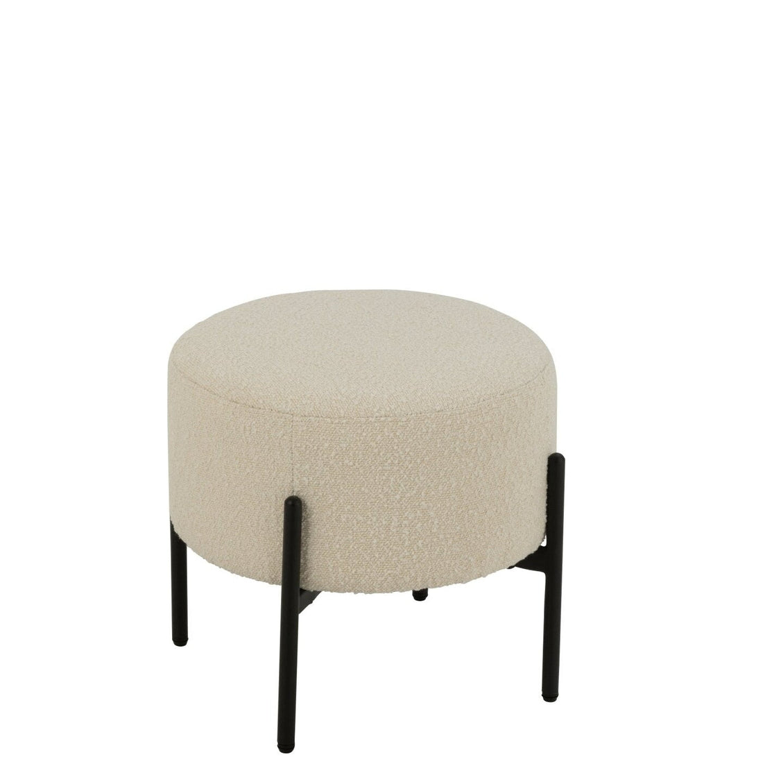 Skammel bouclé multiplex/polyester hvid/sort J-Line