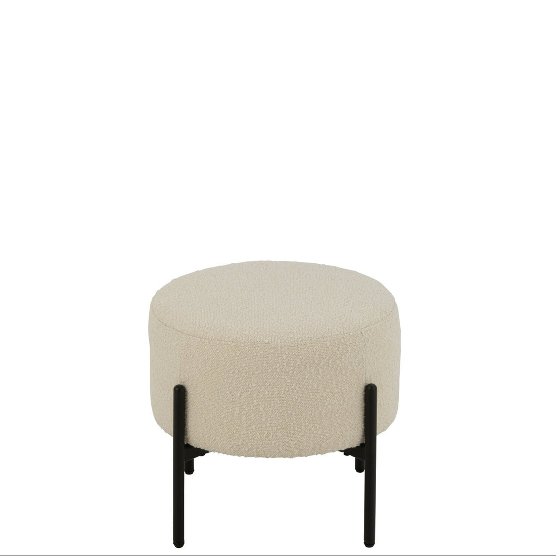 Skammel bouclé multiplex/polyester hvid/sort J-Line