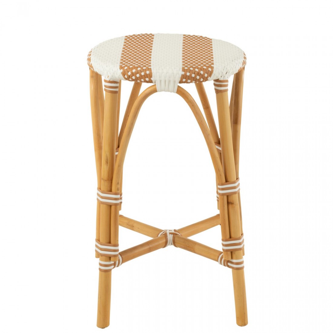 Kruk Rotan Beige/Wit Large - Barkruk - J-Line - livinglovely.nl
