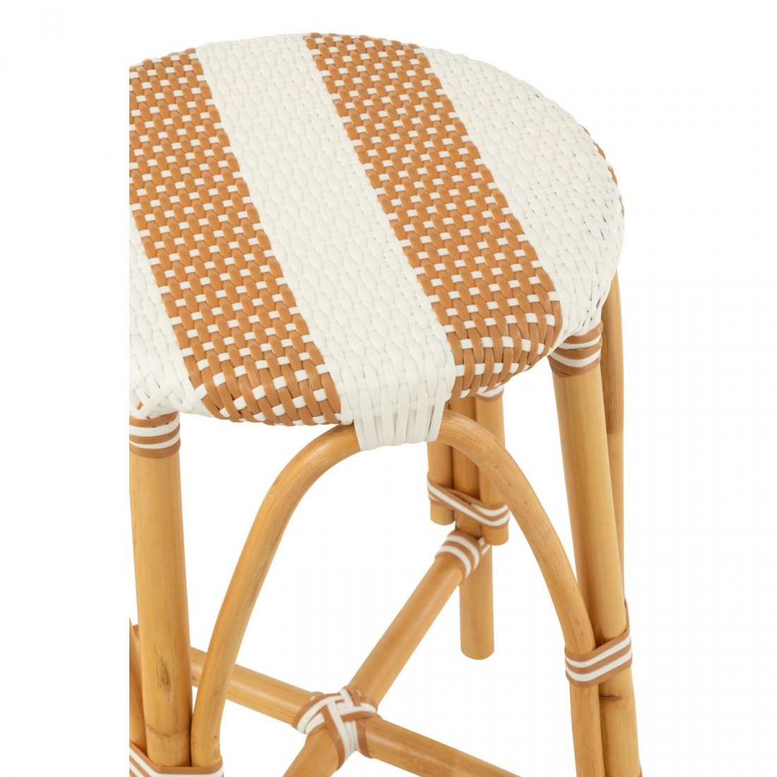 Kruk Rotan Beige/Wit Large - Barkruk - J-Line - livinglovely.nl