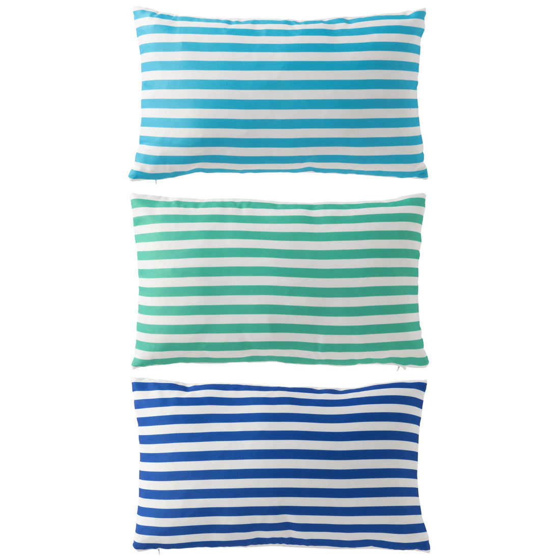 Pude Ude Rektangulær Stribet Polyester Blå/Grøn Assortiment På 3 J-Line