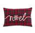 Kussen Noel van J-Line, rood geruit kussen van 45x30 cm met Noel in wit borduursel