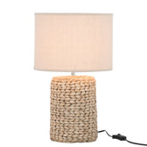 Lampvoet + Kap Dik Vlecht Beton/Katoen Naturel S - Tafellamp - J-Line - livinglovely.nl