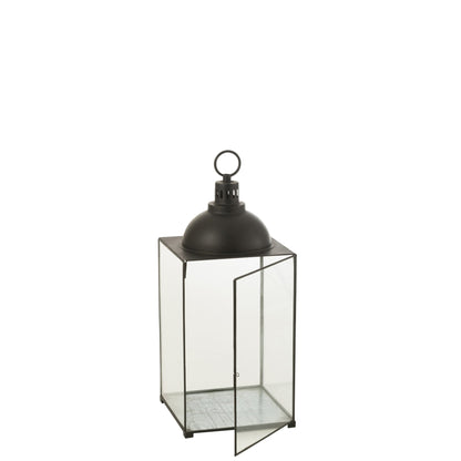 Lanterne Hagrid glas/jern sort L36 cm x B36 cm x H85 cm J-Line