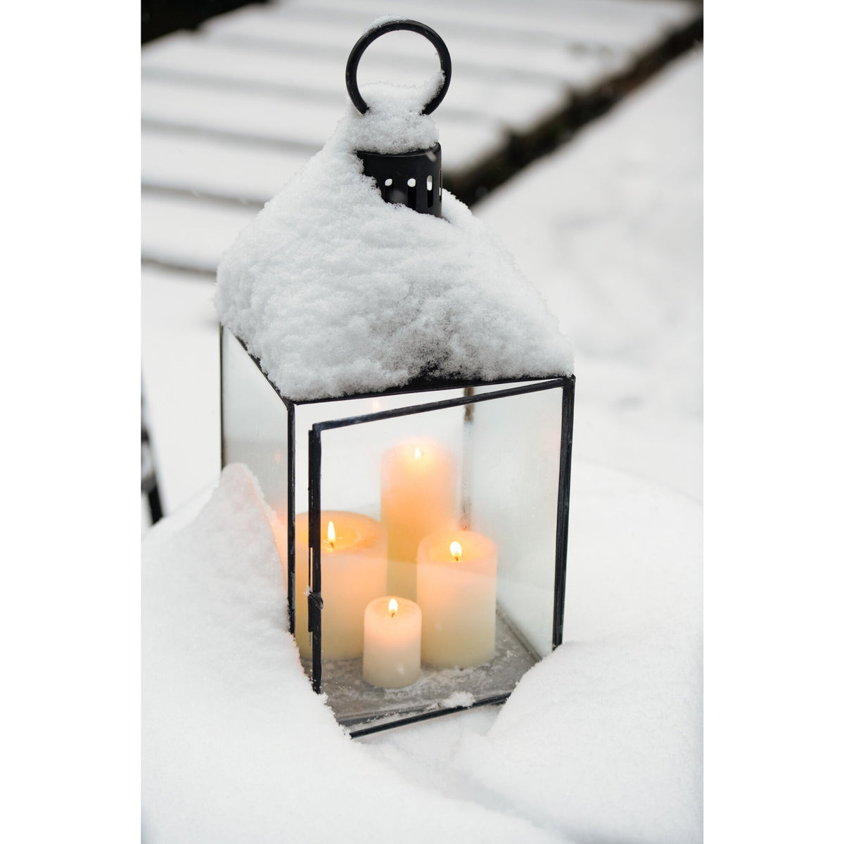 Lanterne Hagrid glas/jern sort L36 cm x B36 cm x H85 cm J-Line