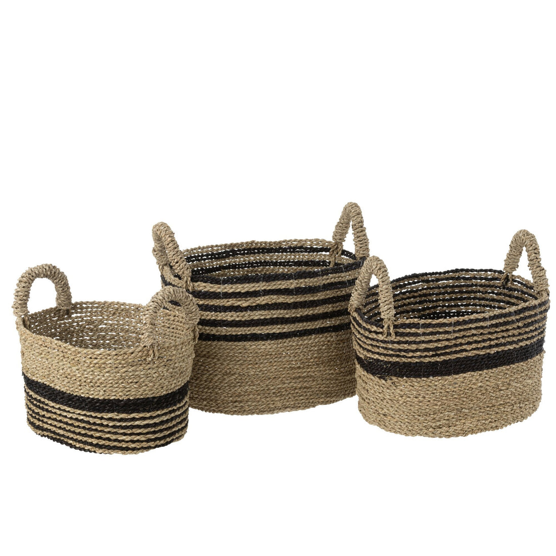 Kurve Aline Raffia Sort/Naturel Sæt med 3 J-Line
