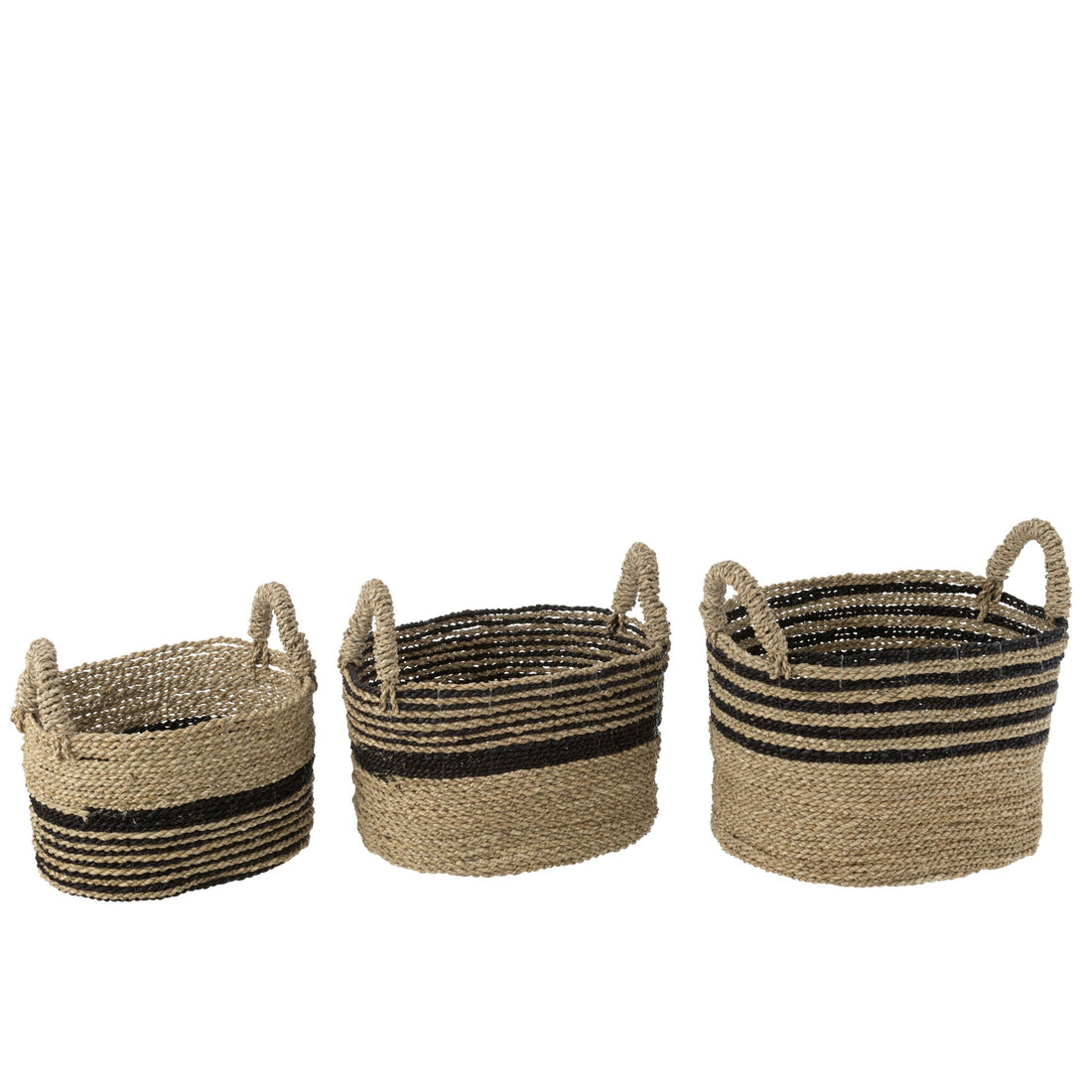 Kurve Aline Raffia Sort/Naturel Sæt med 3 J-Line
