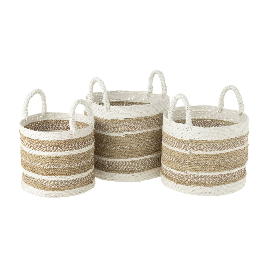 Kurve Caro Raffia Hvid/Naturel Sæt med 3 J-Line