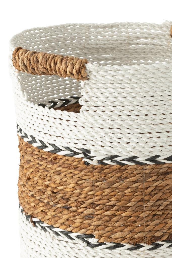 Manden Laura Raffia Wit/Naturel Set van 3 - Mand - J-Line - livinglovely.nl