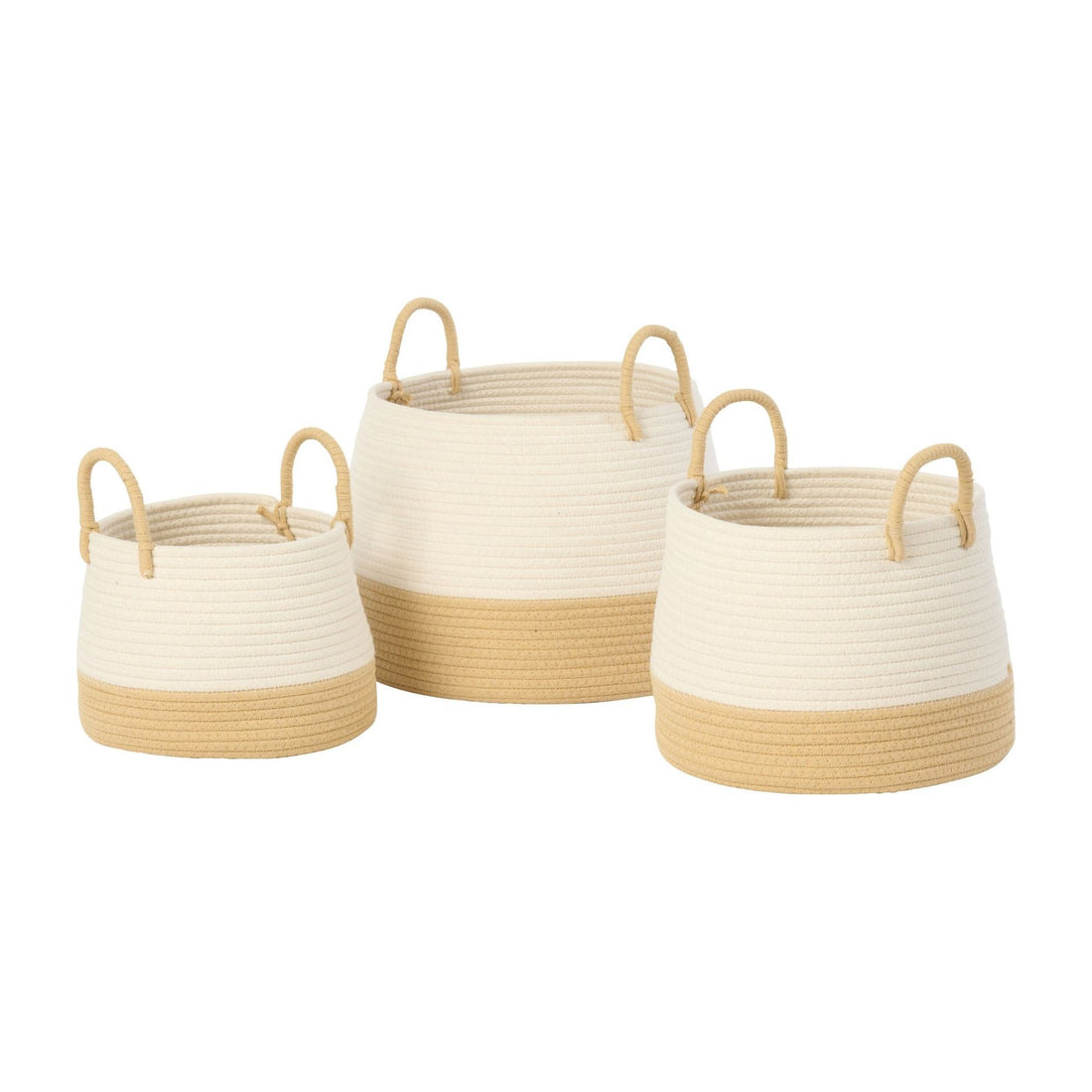 Manden met Hengsel Rond Polyester Naturel/Wit Set van 3 J-Line