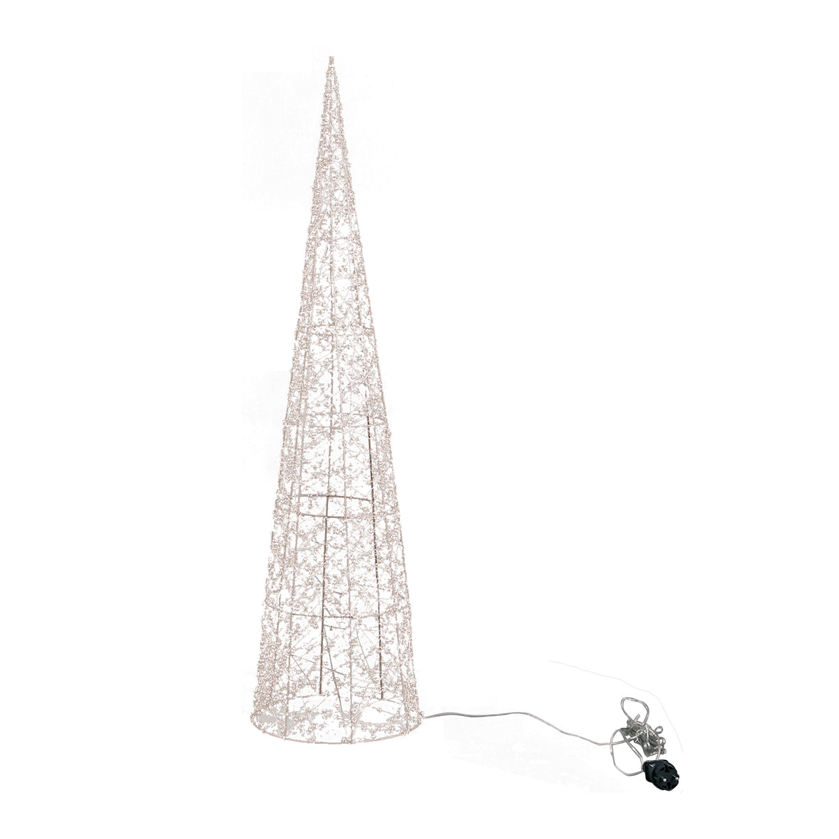 Misk Kegelkerstboom LED Medium van PTMD, kegelvormige LED kerstboom van kunststof in goud met kraaltjes op witte achtergrond