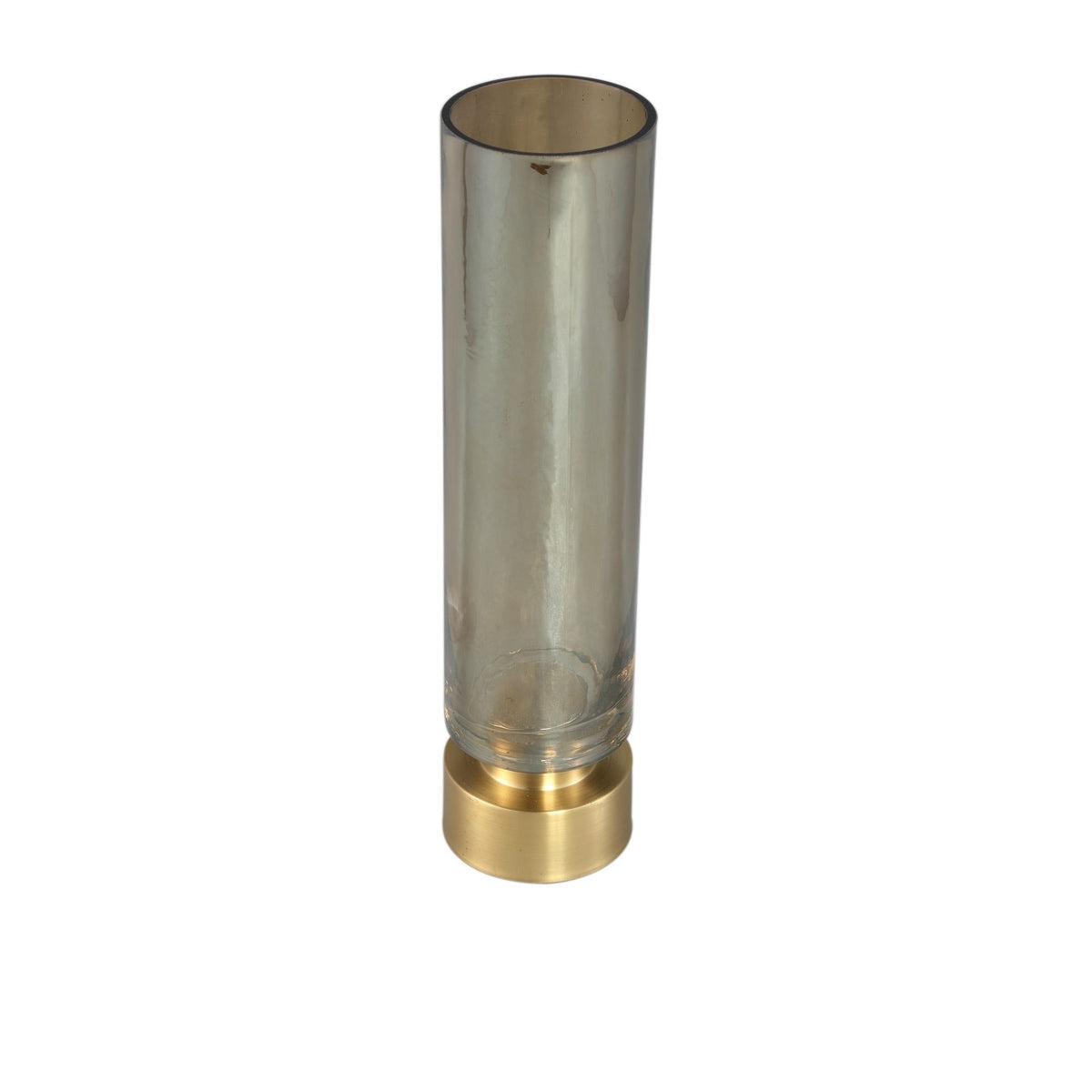 Morrible Vaas Kandelaar Glas Amber Rond Hoog van PTMD, vooraanzicht in amber glas