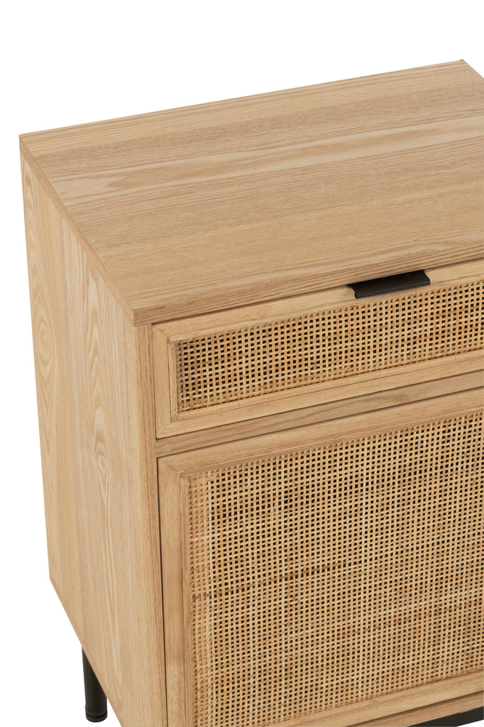 Nachtkast Vierkant Mdf/Metaal Naturel/Zwart - Nachtkastje - J-Line - livinglovely.nl
