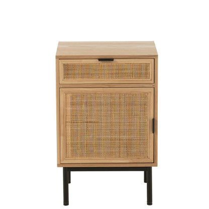 Nachtkast Vierkant Mdf/Metaal Naturel/Zwart - Nachtkastje - J-Line - livinglovely.nl