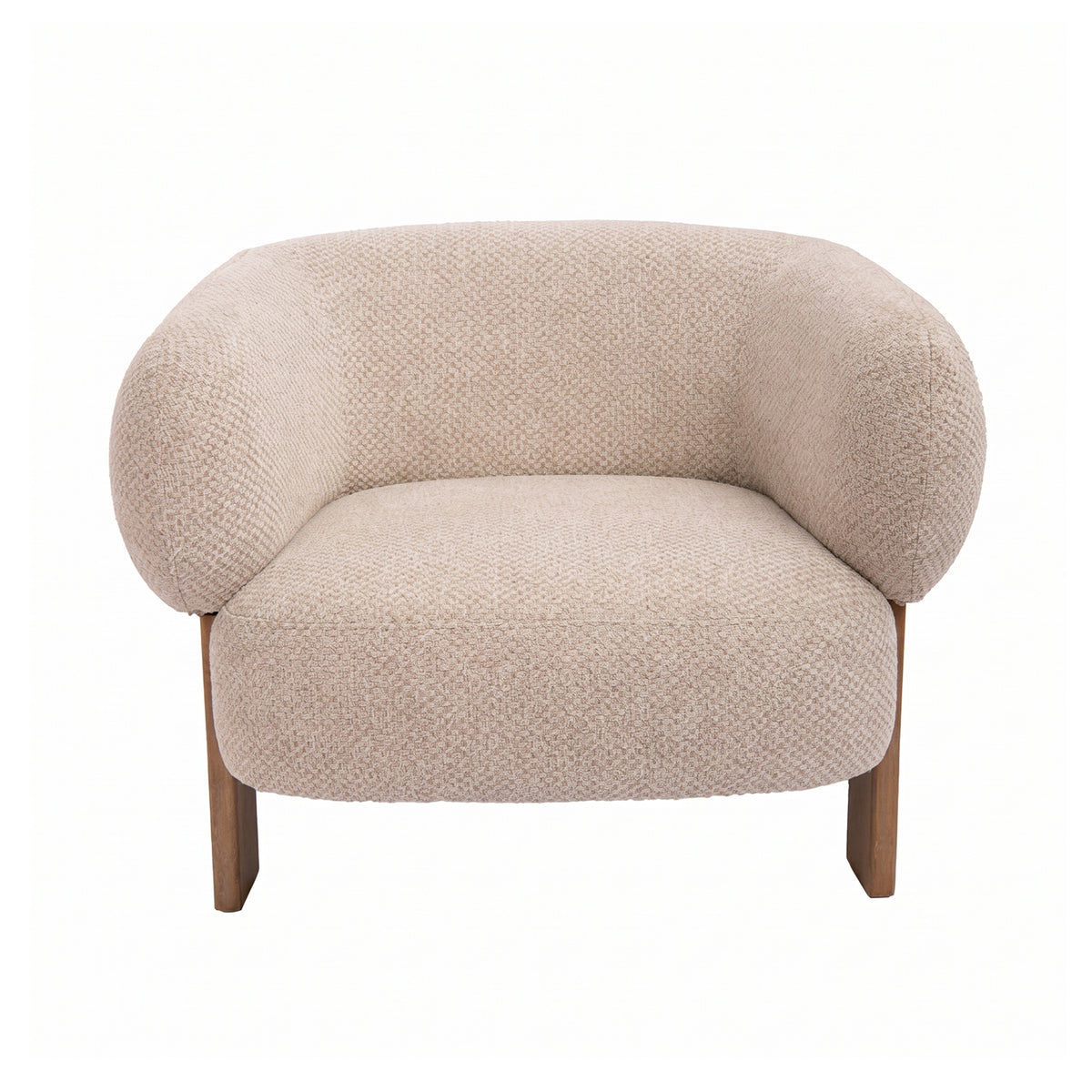 Nomy Fauteuil Opulence Crème Rubberhout van PTMD, crème fauteuil met opulence stof en rubberhouten poten