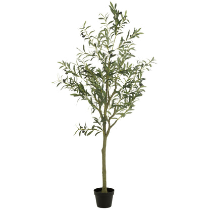 Kunstigt oliventræ i grøn plastpotte, stor, H 180 cm, J-Line