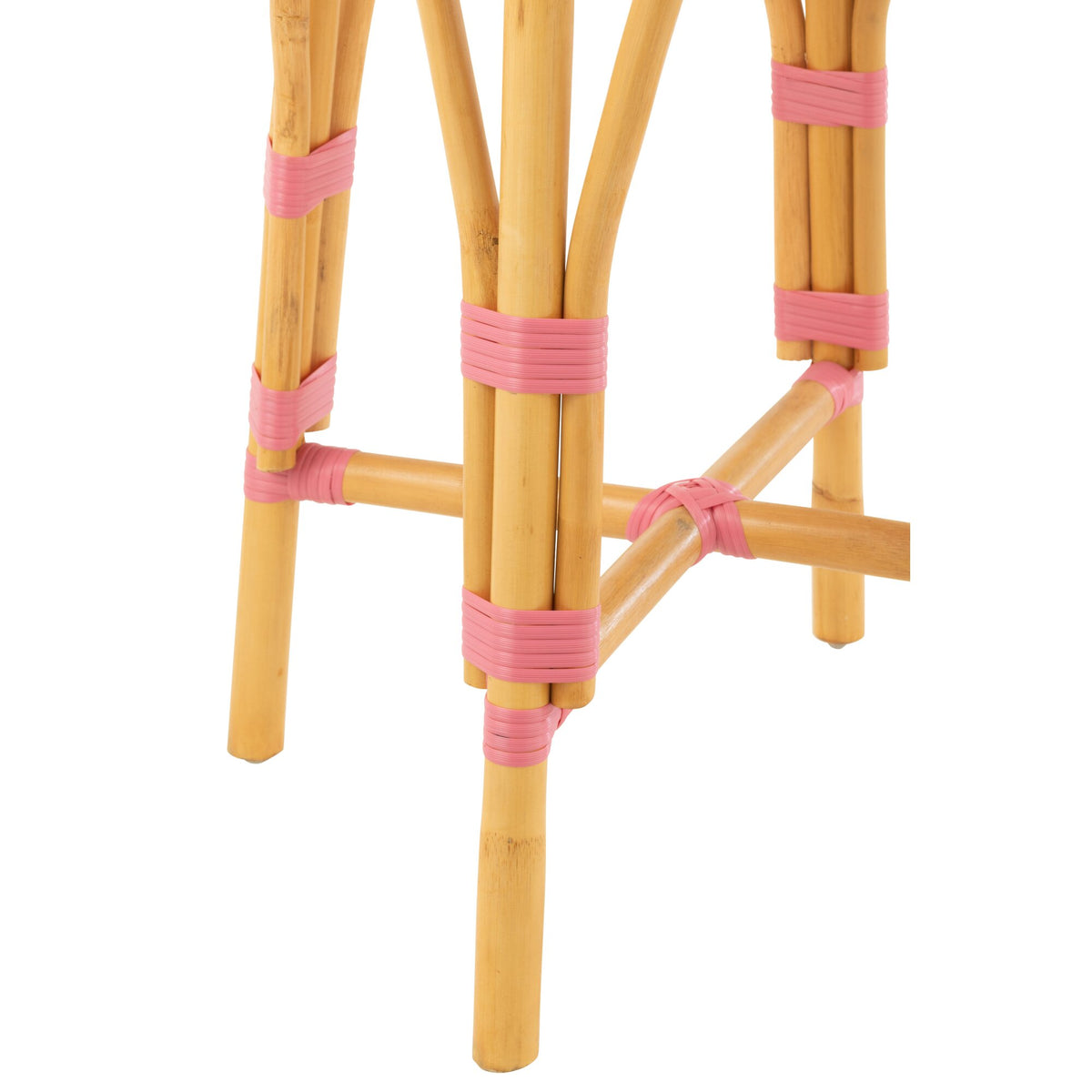 Outdoor barstol Live rund rattan pink/hvid J-Line