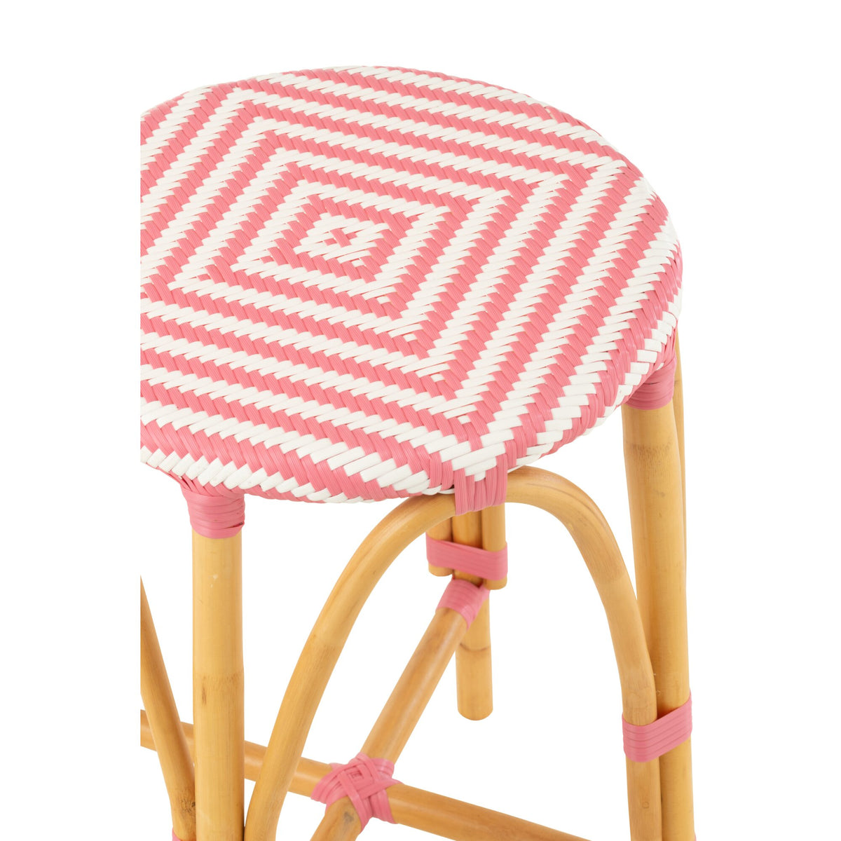 Outdoor barstol Live rund rattan pink/hvid J-Line