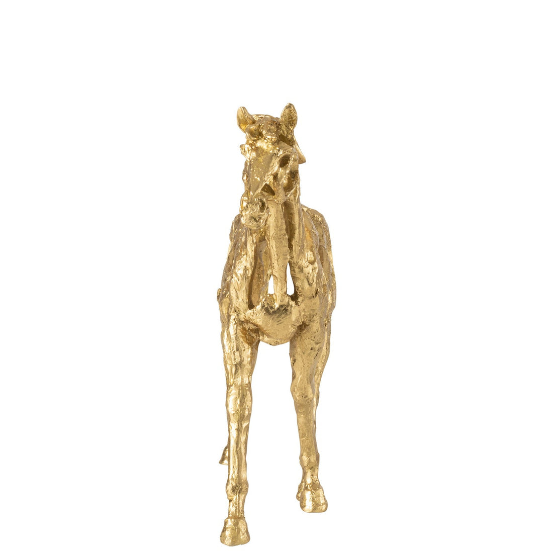 Hest i løb, polyresin, guldfarvet, lille – J-Line