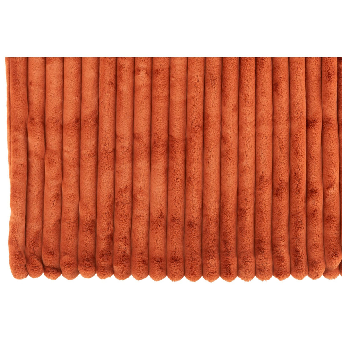 Detail van de corduroy ribbelstructuur in roestbruin van J-Line