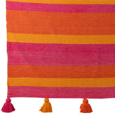 Plaid Strepen + Kwastjes Katoen Mix J-Line - Poef - J-Line - livinglovely.nl
