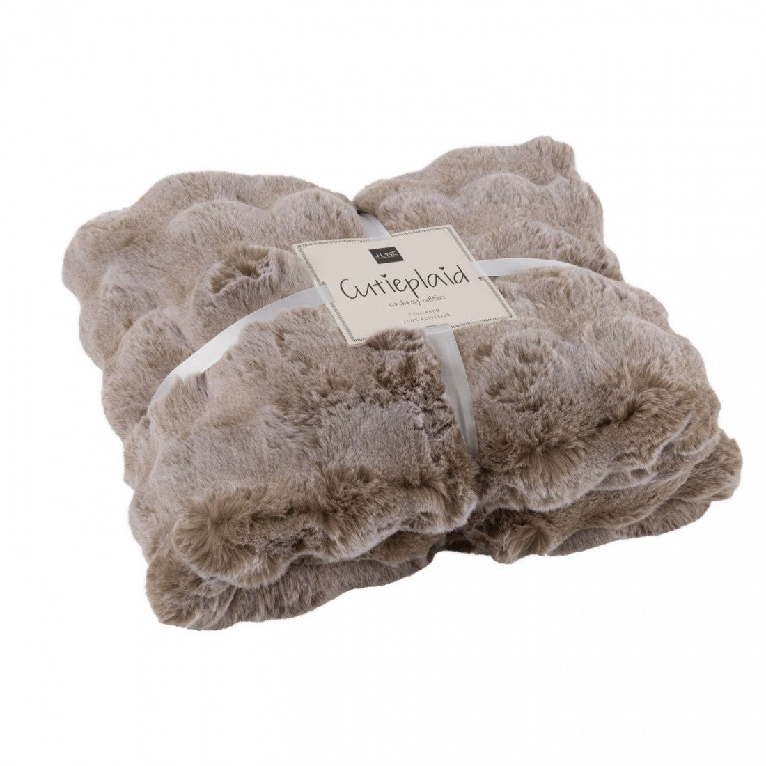 Plaid Wave Polyester Taupe 130x180cm - Poef - J-Line - livinglovely.nl