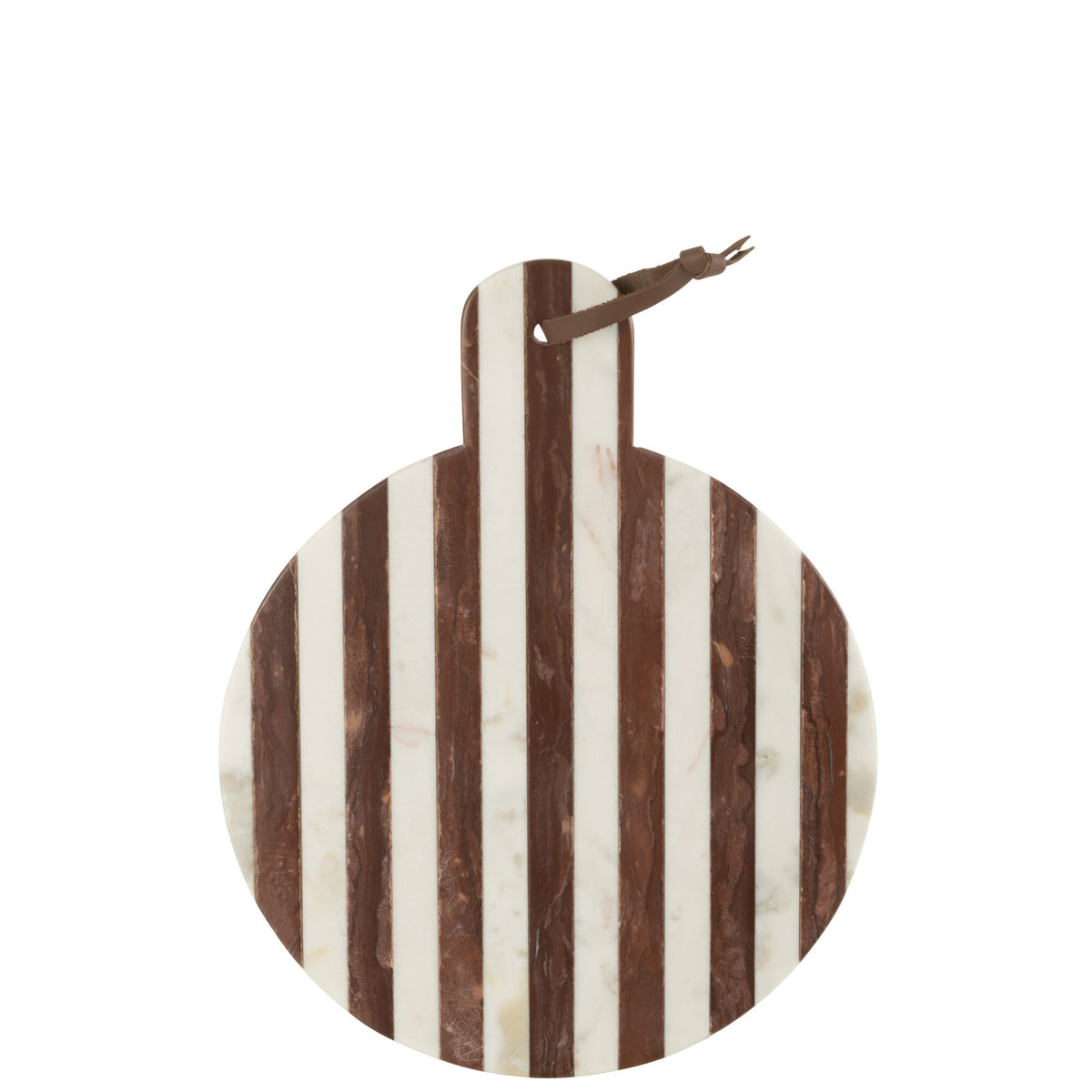 Bræt Rund Stribet Marmor Hvid/Brun 46x31x2cm J-line