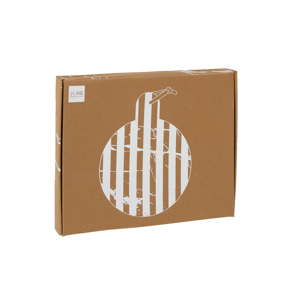 Bræt Rund Stribet Marmor Hvid/Brun 46x31x2cm J-line