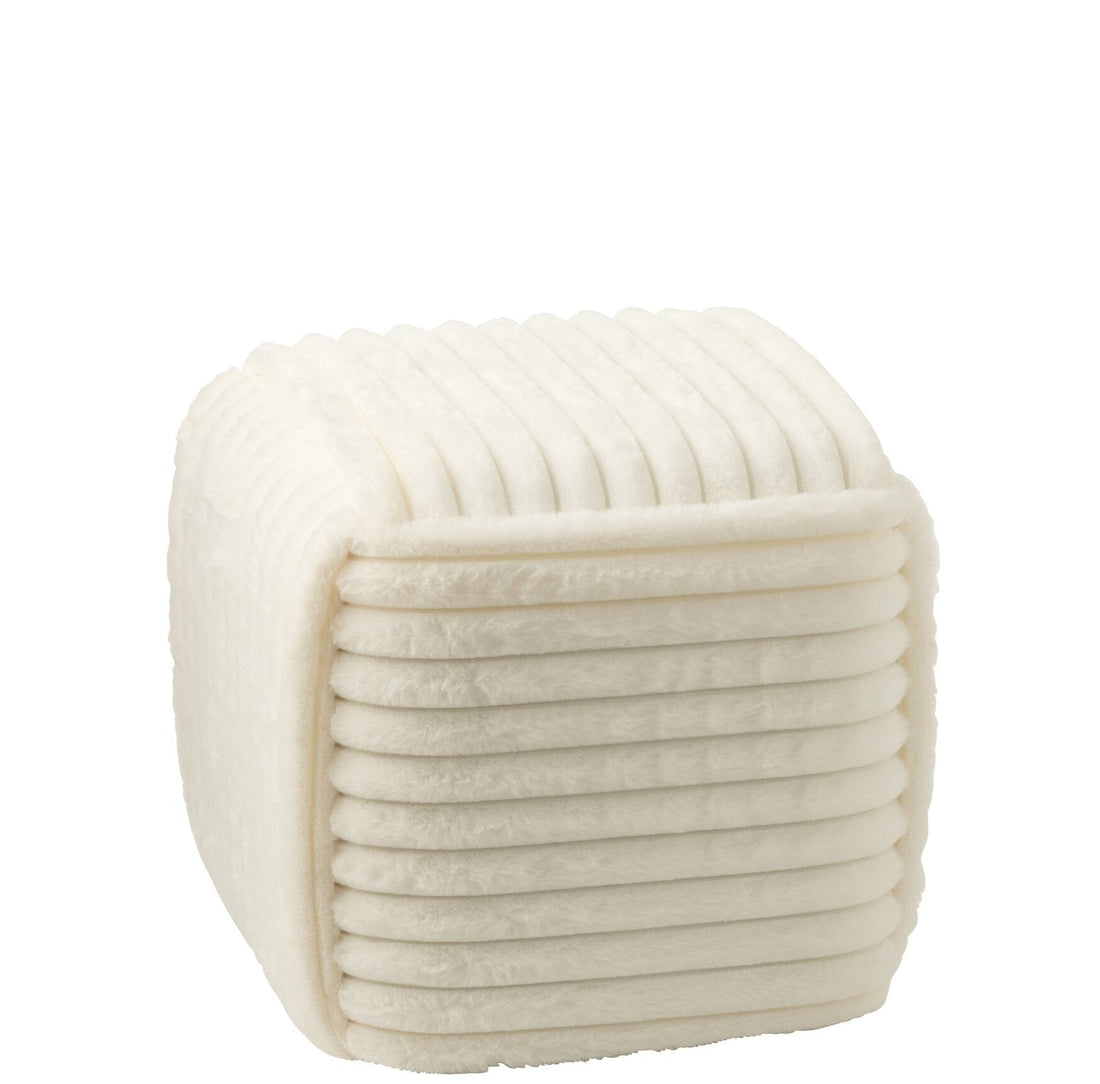 Puf med ribbet hvid MDF – J-Line