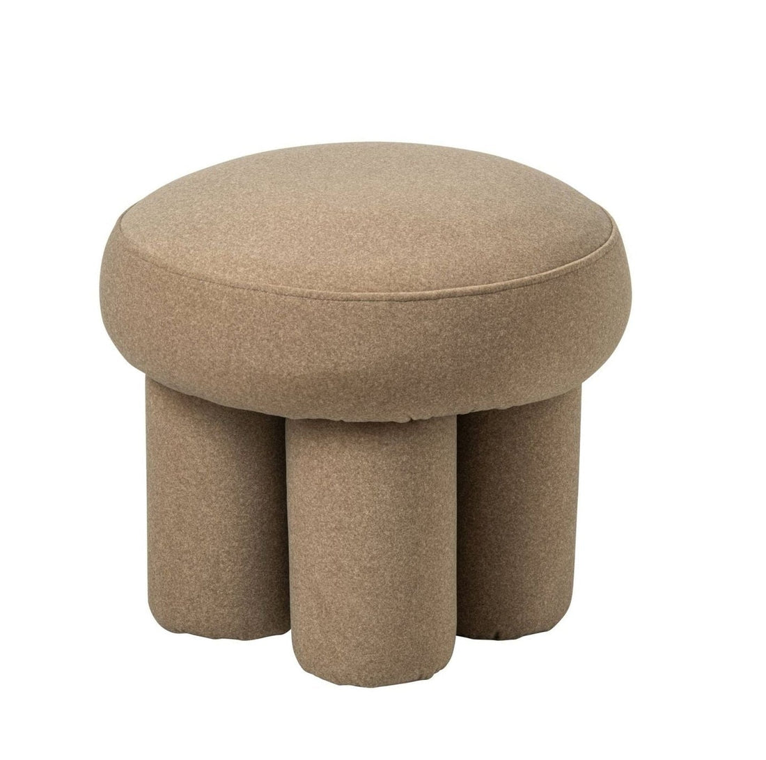 Poef Op Pootjes Multiplex/Stof Beige Small van J-Line, beige gestoffeerde poef op pootjes