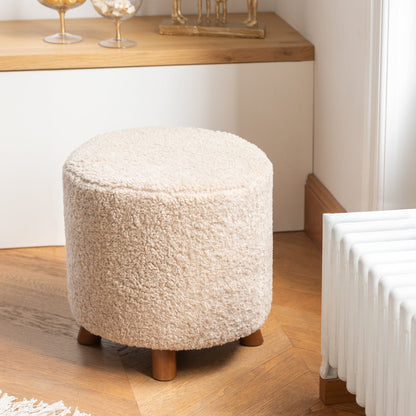 Puf med fårefødder, polyester, beige, J-Line