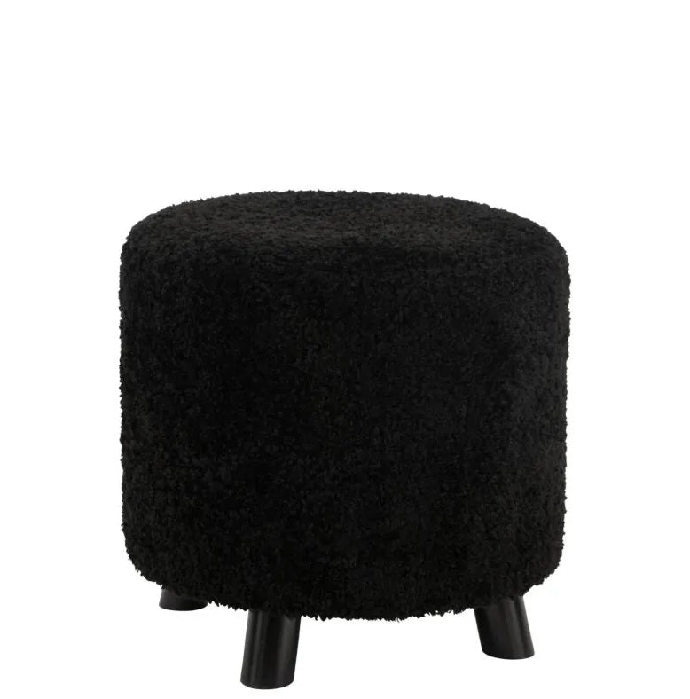 Puf med fåreben i sort polyester fra J-Line