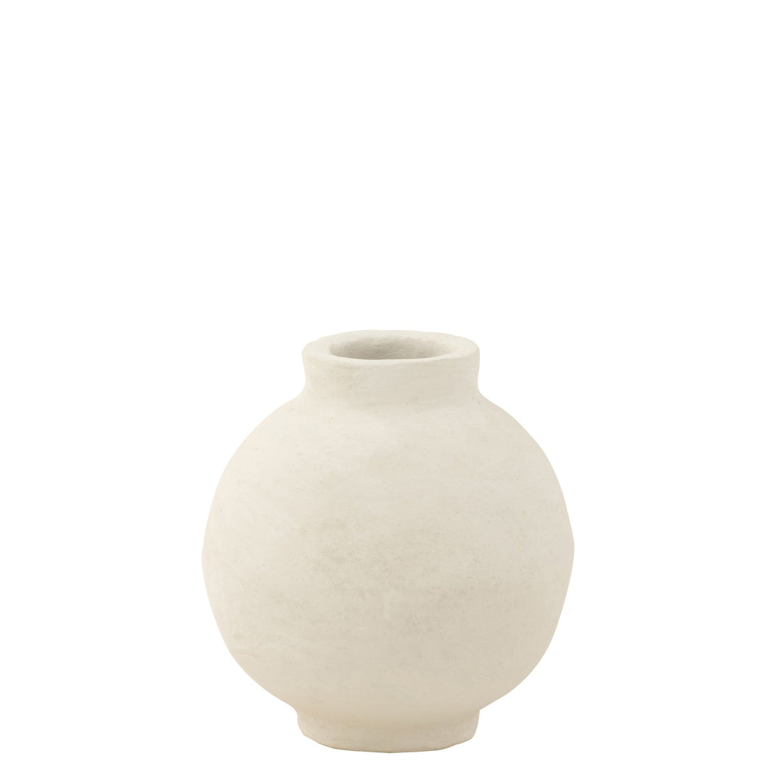 Glat kugleformet potte i hvidt papmaché, L30 x B30 x H30 cm, J-Line
