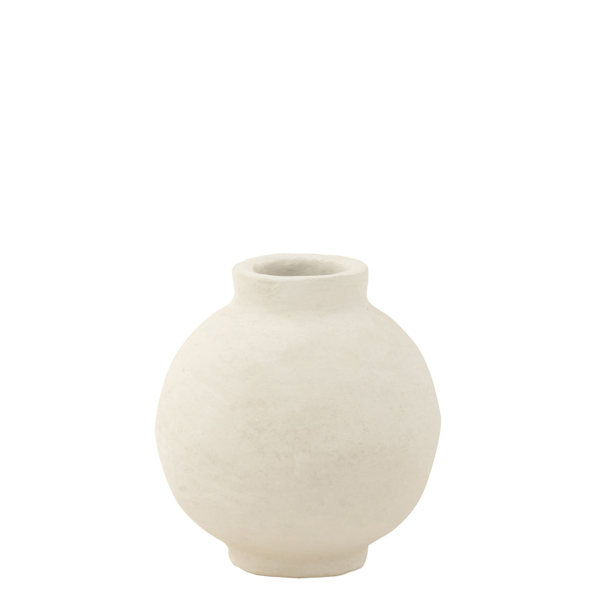 Glat kugleformet potte i hvidt papmaché, L30 x B30 x H30 cm, J-Line