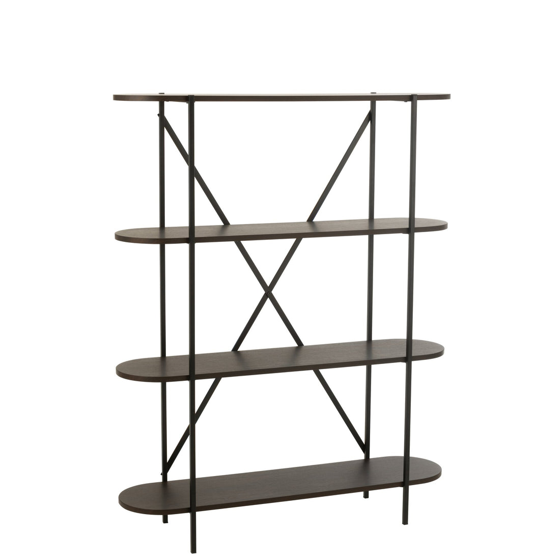 Reol oval MDF/metal mørkebrun