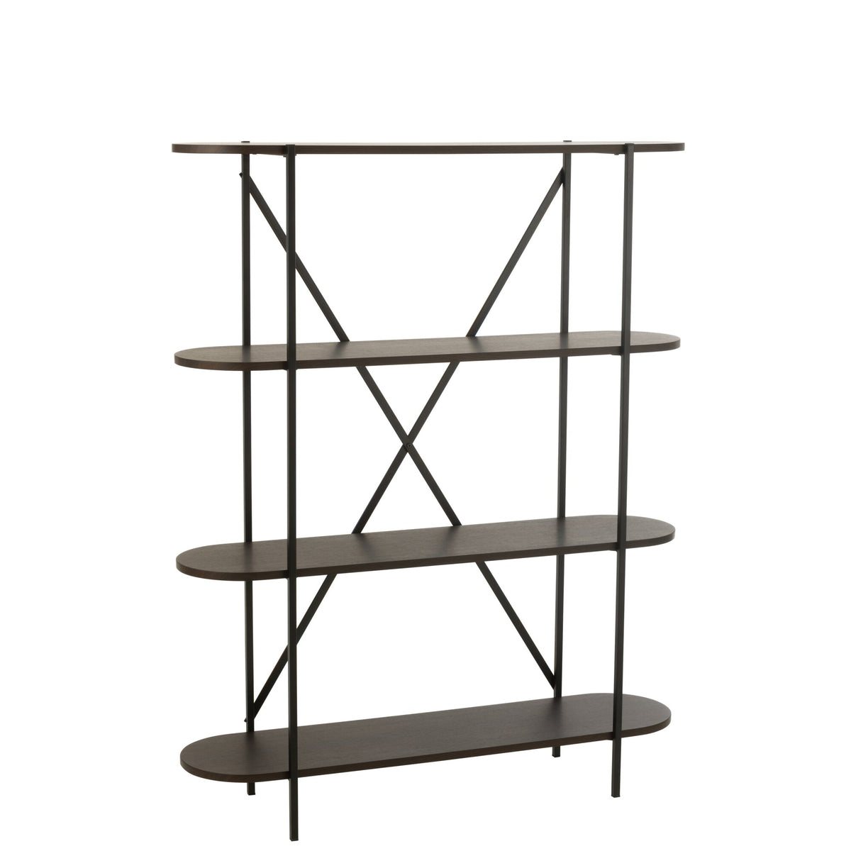 Reol oval MDF/metal mørkebrun