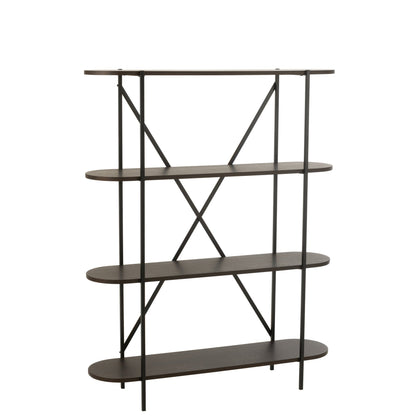 Reol oval MDF/metal mørkebrun