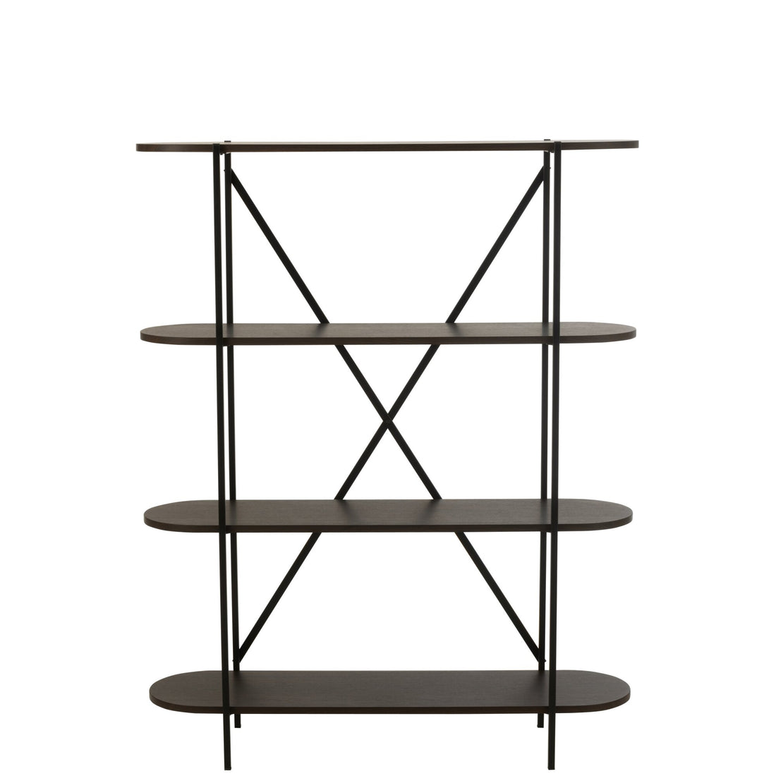 Reol oval MDF/metal mørkebrun