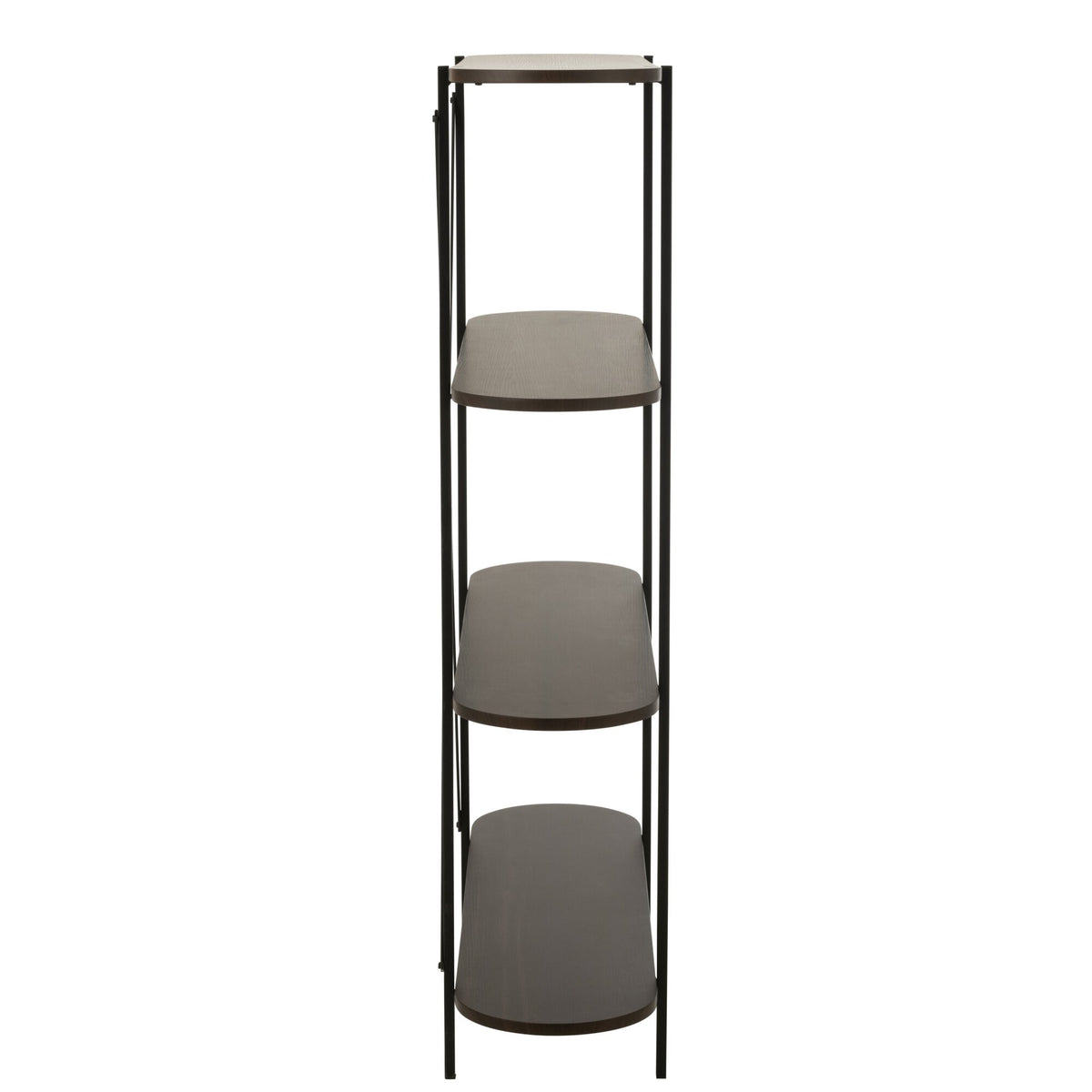 Reol oval MDF/metal mørkebrun