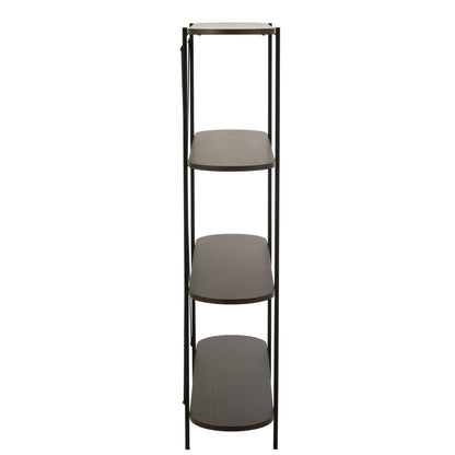 Reol oval MDF/metal mørkebrun