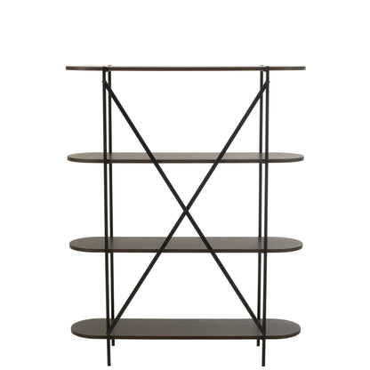 Reol oval MDF/metal mørkebrun