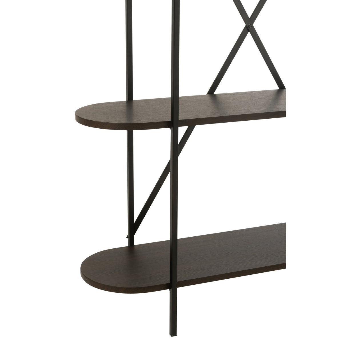 Reol oval MDF/metal mørkebrun