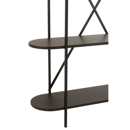 Reol oval MDF/metal mørkebrun