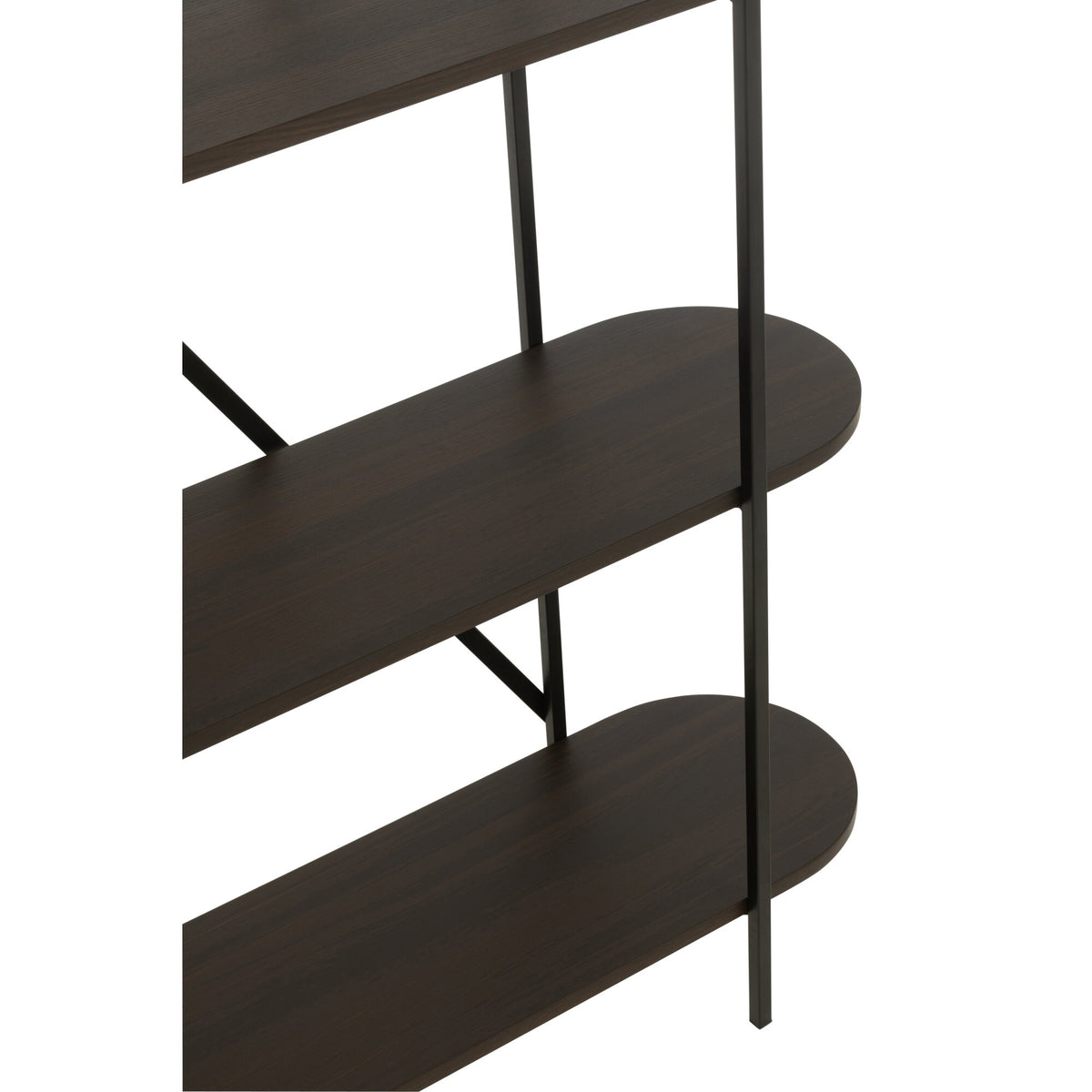 Reol oval MDF/metal mørkebrun